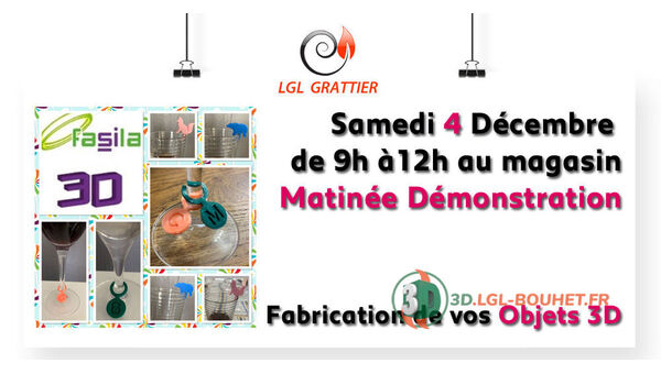 Samedi 4 décembre 2021 : matinée animation démonstration imprimante 3D