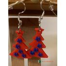 Boucles d'oreilles sapin rouge et bleu