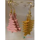 Boucles d'oreilles  sapin rose et étoiles multiples
